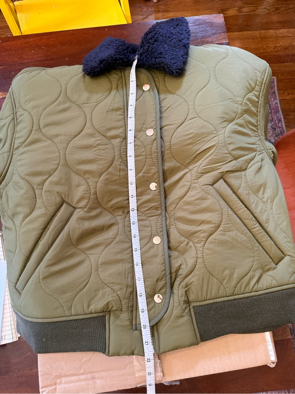 No. 6 Landmark jacket.  Quilted Olive Green Bomber Jacket - Picture 8 of 11